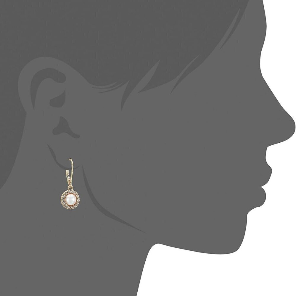 Pearl Halo Drop Earrings Glass Base Womens White Jewelry Elegant Gift - Picture 2 of 3
